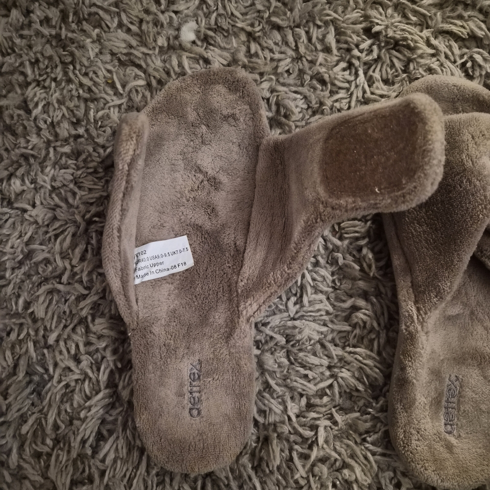Aetrex Plush Crisscross Slide Slippers in Taupe - Picture 8 of 8